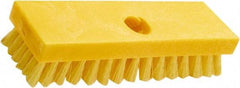 Rubbermaid - 1" Bristle Length, Polypropylene Scrub Brush - 8" OAL, Threaded Handle, Yellow, Plastic Block - Americas Tooling