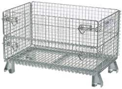 Nashville Wire - 32" Long x 20" Wide x 16" High Steel Basket-Style Bulk Folding Wire Mesh Container - 1,000 Lb. Load Capacity - Americas Tooling