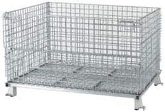 Nashville Wire - 48" Long x 40" Wide x 24" High Steel Basket-Style Bulk Folding Wire Stackable Container - 4,000 Lb. Load Capacity - Americas Tooling