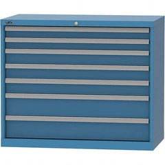 LISTA - 7 Drawer, 84 Compartment Bright Blue Steel Modular Storage Cabinet - Americas Tooling