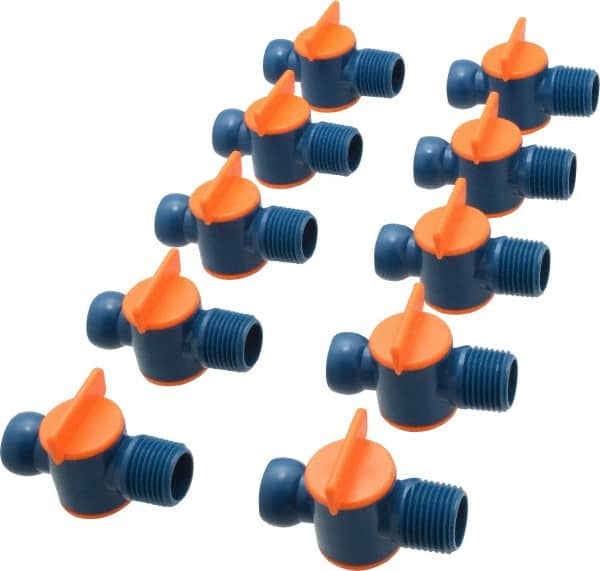 Loc-Line - 10 Piece, 1/2" ID Coolant Hose NPT Valve - Male to Female Connection, Acetal Copolymer Body, 1/2 NPT, Use with Loc-Line Modular Hose Systems - Americas Tooling