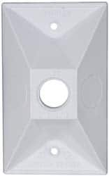 Cooper Crouse-Hinds - 1 Outlet, 1/2" Hole Diam, Powder Coat Finish, Rectangle Noncorrosive Weatherproof Box Cover - 4-1/2" Long x 2-3/4" Wide x 7/8" High, Wet Locations, Aluminum, UL Listed - Americas Tooling