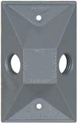 Cooper Crouse-Hinds - 2 Outlet, 1/2" Hole Diam, Powder Coat Finish, Rectangle Noncorrosive Weatherproof Box Cover - 4-5/8" Long x 2-7/8" Wide x 1-1/16" High, Wet Locations, Aluminum, UL Listed - Americas Tooling