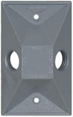 Cooper Crouse-Hinds - 2 Outlet, 1/2" Hole Diam, Powder Coat Finish, Rectangle Noncorrosive Weatherproof Box Cover - 4-5/8" Long x 2-7/8" Wide x 1-1/16" High, Wet Locations, Aluminum, UL Listed - Americas Tooling