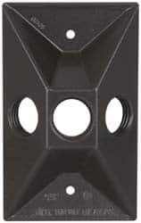 Cooper Crouse-Hinds - 3 Outlet, 1/2" Hole Diam, Powder Coat Finish, Rectangle Noncorrosive Weatherproof Box Cover - 4-5/8" Long x 2-7/8" Wide x 1-1/16" High, Wet Locations, Aluminum, UL Listed - Americas Tooling