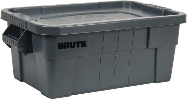 Rubbermaid - 14 Gal, 400 Lb Load Capacity Gray Polyethylene Tote Container - Nesting, 27.9" Long x 16-1/2" Wide x 10.7" High, Lid Included - Americas Tooling