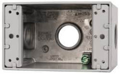 Cooper Crouse-Hinds - 1 Gang, (3) 3/4" Knockouts, Aluminum Rectangle Outlet Box - 4-1/4" Overall Height x 2-7/8" Overall Width x 2-21/32" Overall Depth, Weather Resistant - Americas Tooling