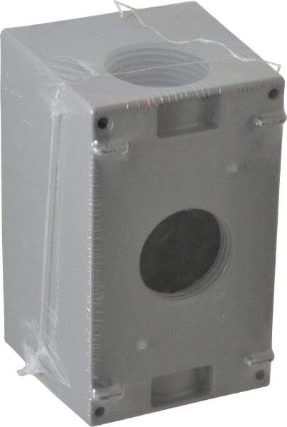 Cooper Crouse-Hinds - 1 Gang, (3) 1" Knockouts, Aluminum Rectangle Outlet Box - 4-1/4" Overall Height x 2-7/8" Overall Width x 2-21/32" Overall Depth, Weather Resistant - Americas Tooling