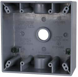 Cooper Crouse-Hinds - 2 Gang, (3) 1/2" Knockouts, Aluminum Rectangle Outlet Box - 4-9/16" Overall Height x 4-5/8" Overall Width x 2-1/16" Overall Depth, Weather Resistant - Americas Tooling