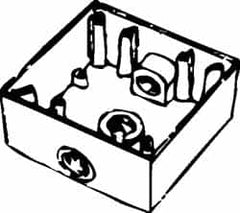 Cooper Crouse-Hinds - 2 Gang, (3) 1/2" Knockouts, Aluminum Rectangle Outlet Box - 4-9/16" Overall Height x 4-5/8" Overall Width x 2-1/16" Overall Depth, Weather Resistant - Americas Tooling