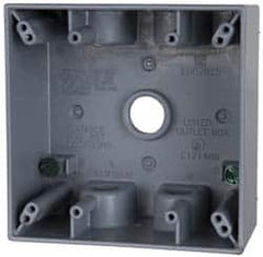 Cooper Crouse-Hinds - 2 Gang, (5) 1/2" Knockouts, Aluminum Rectangle Outlet Box - 4-9/16" Overall Height x 4-5/8" Overall Width x 2-1/16" Overall Depth, Weather Resistant - Americas Tooling