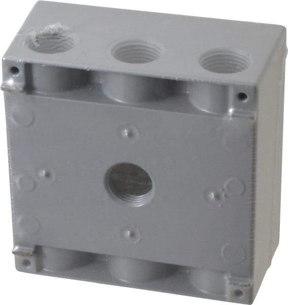 Cooper Crouse-Hinds - 2 Gang, (7) 1/2" Knockouts, Aluminum Rectangle Outlet Box - 4-9/16" Overall Height x 4-5/8" Overall Width x 2-1/16" Overall Depth, Weather Resistant - Americas Tooling