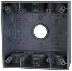 Cooper Crouse-Hinds - 2 Gang, (7) 3/4" Knockouts, Aluminum Rectangle Outlet Box - 4-9/16" Overall Height x 4-5/8" Overall Width x 2-1/16" Overall Depth, Weather Resistant - Americas Tooling