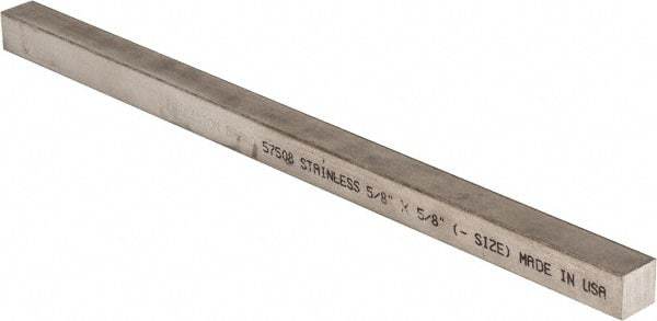 Precision Brand - 12" Long x 5/8" High x 5/8" Wide, Plain Key Stock - Stainless Steel - Americas Tooling