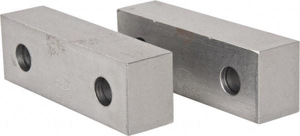 Gibraltar - 6-1/8" Wide x 2" High x 1-1/2" Thick, Flat/No Step Vise Jaw - Soft, Steel, Fixed Jaw, Compatible with 6" Vises - Americas Tooling