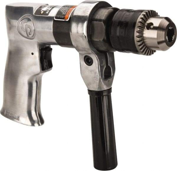 Chicago Pneumatic - 1/2" Keyed Chuck - Pistol Grip Handle, 500 RPM, 1.42 LPS, 3 CFM, 0.5 hp, 90 psi - Americas Tooling