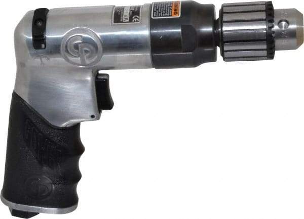 Chicago Pneumatic - 3/8" Reversible Keyed Chuck - Pistol Grip Handle, 4,200 RPM, 3.54 LPS, 7.5 CFM, 0.5 hp, 90 psi - Americas Tooling