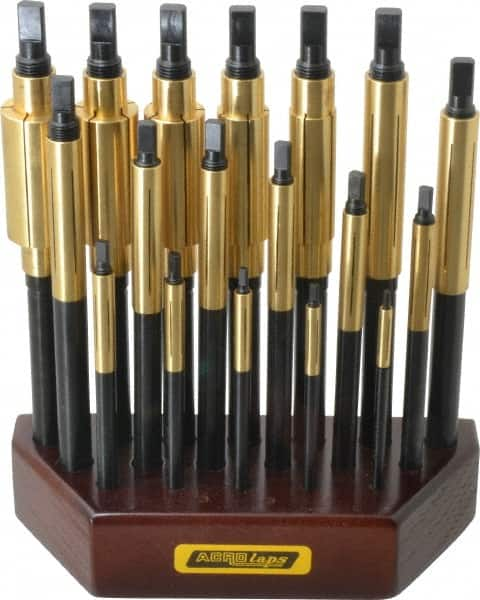 Made in USA - 18 Piece Barrel Lap Set - 3/16 to 1" Hole Diam - Americas Tooling