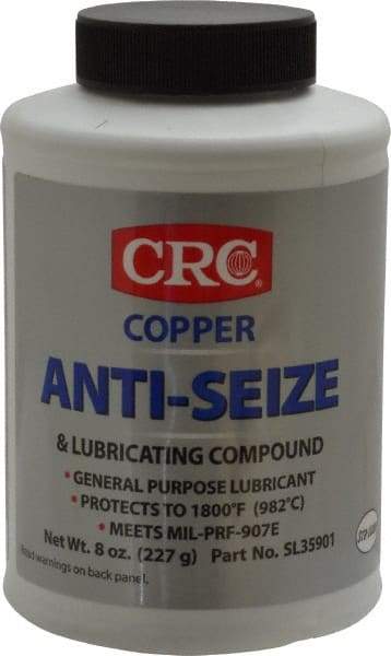 CRC - 8 oz Bottle General Purpose Anti-Seize Lubricant - Copper, -95 to 1,800°F, Bronze, Water Resistant - Americas Tooling