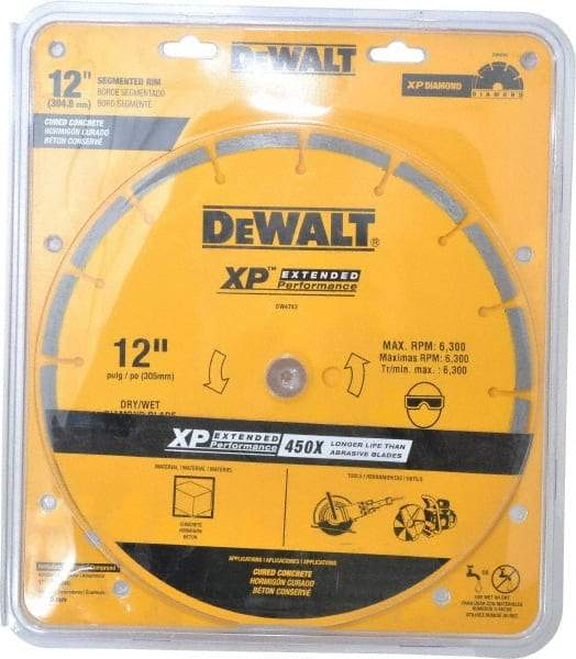 DeWALT - 12" Diam, 1" Arbor Hole Diam, Wet & Dry Cut Saw Blade - Diamond-Tipped, Standard Round Arbor - Americas Tooling