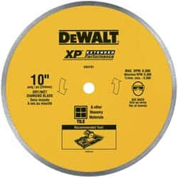 DeWALT - 10" Diam, 5/8" Arbor Hole Diam, Wet & Dry Cut Saw Blade - Diamond-Tipped, Standard Round Arbor - Americas Tooling