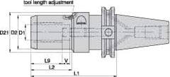 Kennametal - DV40 Taper Shank, 18mm Hole Diam, Hydraulic Tool Holder/Chuck - 25.5mm Nose Diam, 170mm Projection, 39mm Clamp Depth, 15,000 RPM, Through Coolant - Exact Industrial Supply