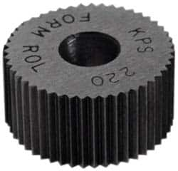 Made in USA - 1-1/4" Diam, 80° Tooth Angle, Standard (Shape), Form Type High Speed Steel Straight Knurl Wheel - 1/2" Face Width, 1/2" Hole, 128 Diametral Pitch, Bright Finish, Series PH - Exact Industrial Supply