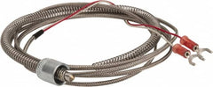 Thermo Electric - 32 to 900°F, J Universal Temp, Thermocouple Probe - 6 Ft. Cable Length, Stripped Ends with Spade Lugs, 1/4 Inch Probe Sheath Length, 1 Sec Response Time - Americas Tooling