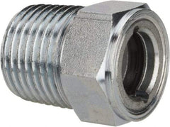 Trico - 1" Sight Diam, 1/2" Thread, 1-3/32" OAL, Viewport Sight Glass & Flow Sight - 7/8" Hex Head, With Baffle - Americas Tooling