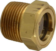 Trico - 1" Sight Diam, 3/4" Thread, 1-1/8" OAL, Viewport Sight Glass & Flow Sight - 1-1/8" Hex Head, With Baffle - Americas Tooling