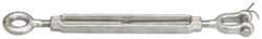 Made in USA - 1,200 Lb Load Limit, 3/8" Thread Diam, 6" Take Up, Stainless Steel Jaw & Eye Turnbuckle - 7-1/8" Body Length, 9/16" Neck Length, 12" Closed Length - Americas Tooling