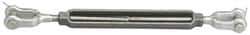 Made in USA - 1,200 Lb Load Limit, 3/8" Thread Diam, 6" Take Up, Stainless Steel Jaw & Jaw Turnbuckle - 7-1/8" Body Length, 9/16" Neck Length, 12" Closed Length - Americas Tooling