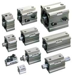 SMC PNEUMATICS - 3-15/16" Stroke x 2-1/2" Bore Double Acting Air Cylinder - 1/4 Port, 1/2-20 Rod Thread, 145 Max psi, 15 to 160°F - Americas Tooling