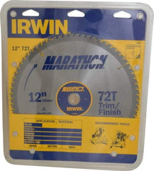 Irwin - 12" Diam, 1" Arbor Hole Diam, 72 Tooth Wet & Dry Cut Saw Blade - Carbide-Tipped, Finishing & Trimming Action, Standard Round Arbor - Americas Tooling