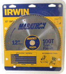 Irwin - 12" Diam, 1" Arbor Hole Diam, 100 Tooth Wet & Dry Cut Saw Blade - Carbide-Tipped, Finishing & Trimming Action, Standard Round Arbor - Americas Tooling