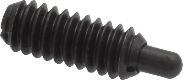 Gibraltar - 1/4-20, 5/8" Thread Length, 3/16" Plunger Projection, Steel Threaded Spring Plunger - 0.119" Max Plunger Diam, 0.5 Lb Init End Force, 6 Lb Final End Force - Americas Tooling