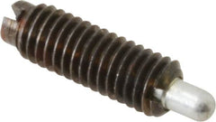 Gibraltar - 10-32, 9/16" Thread Length, 1/8" Plunger Projection, Steel Threaded Spring Plunger - 0.093" Max Plunger Diam, 0.3 Lb Init End Force, 3 Lb Final End Force - Americas Tooling