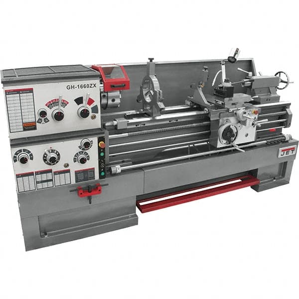 Jet - 16" Swing, 60" Between Centers, 230/460 Volt, Triple Phase Engine Lathe - 7MT Taper, 7-1/2 hp, 25 to 1,800 RPM, 3-1/8" Bore Diam, 40" Deep x 48" High x 116-1/2" Long - Americas Tooling