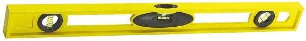 Stanley - 48" Long 3 Vial I-Beam Level - ABS Plastic, Yellow, 1 45°, 1 Level & 1 Plumb Vials - Americas Tooling