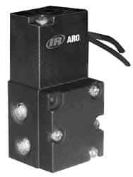 ARO/Ingersoll-Rand - 1/8", 4-Way Stacking Solenoid Valve with Speed Control - 12 VDC, 0.2 CV Rate, 2.4" High - Americas Tooling