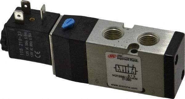 ARO/Ingersoll-Rand - 1/4", 4-Way 2-Position Maxair Stacking Solenoid Valve - 120 VAC, 0.7 CV Rate, 1.37" High - Americas Tooling