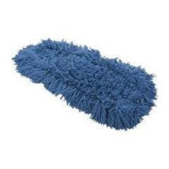 Rubbermaid - 18" Long x 5" Wide Synthetic Dust Mop Head - Slip-On/Slip-Through Backing, Blue, Twisted Loop Head - Americas Tooling