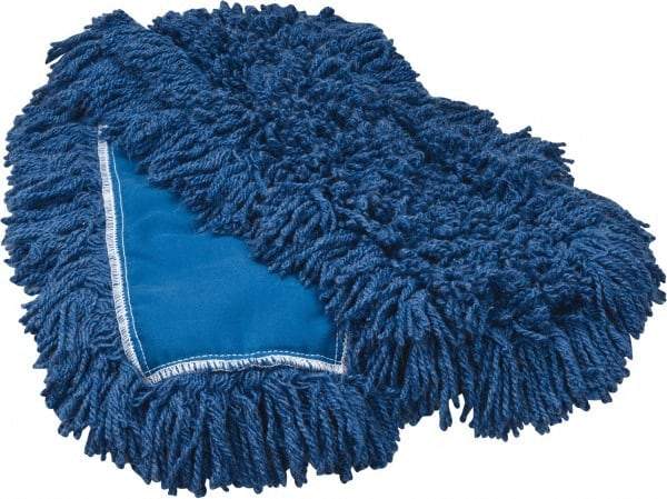 Rubbermaid - 36" Long x 5" Wide Synthetic Dust Mop Head - Slip-On/Slip-Through Backing, Blue, Twisted Loop Head - Americas Tooling