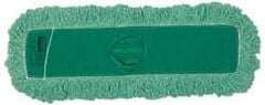 Rubbermaid - 48" Long x 5" Wide Yarn Blend Dust Mop Head - Slip-On/Slip-Through Backing, Green, Twisted Loop Head, Anti-Microbial - Americas Tooling