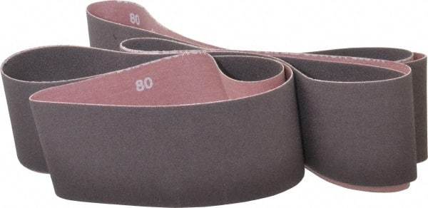 Norton - 3" Wide x 132" OAL, 80 Grit, Aluminum Oxide Abrasive Belt - Aluminum Oxide, Medium, Coated, X Weighted Cloth Backing, Series R228 - Americas Tooling