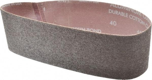 Norton - 3" Wide x 21" OAL, 40 Grit, Aluminum Oxide Abrasive Belt - Aluminum Oxide, Coarse, Coated, X Weighted Cloth Backing, Series R228 - Americas Tooling