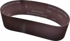 Norton - 3" Wide x 24" OAL, 120 Grit, Aluminum Oxide Abrasive Belt - Aluminum Oxide, Fine, Coated, X Weighted Cloth Backing, Series R228 - Americas Tooling