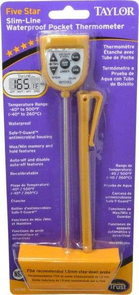 Taylor - -58 to 500°F Pocket Digital Thermometer - LCD Display, 1.5 Volts - Americas Tooling