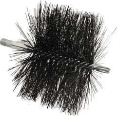 Schaefer Brush - 4-1/2" Brush Length, 6-1/2" Diam, Double Stem, Double Spiral Tube Brush - 7-1/2" Long, Tempered Steel Wire, 1/4" NPT Male Connection - Americas Tooling