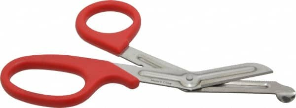 Clauss - 2-1/2" LOC, 7-1/4" OAL Stainless Steel High Leverage Shears - Ambidextrous, Serrated, Plastic Offset Handle, For General Purpose Use - Americas Tooling